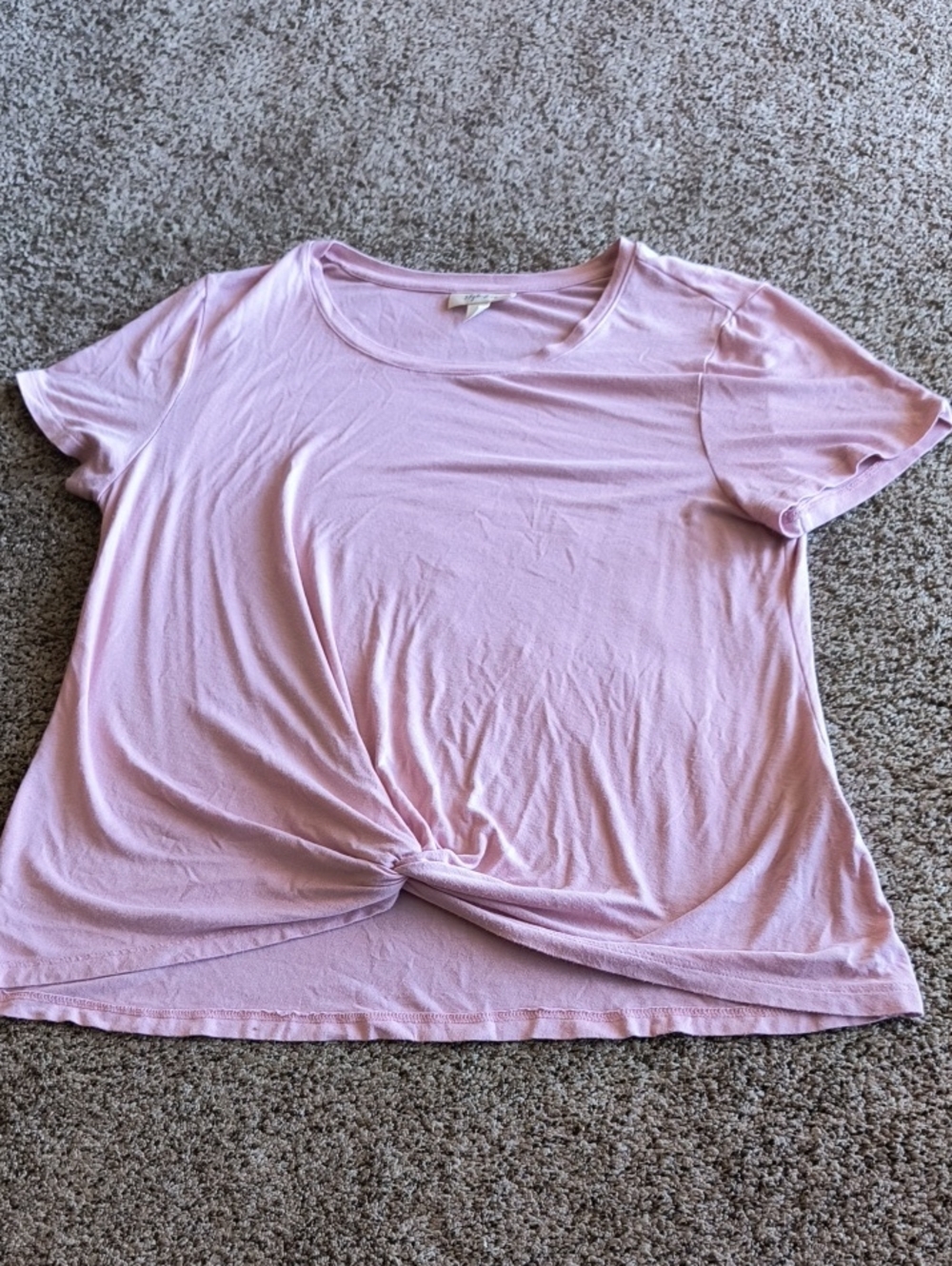 Style & Co. Light Pink Short-Sleeve Twist Front Tee